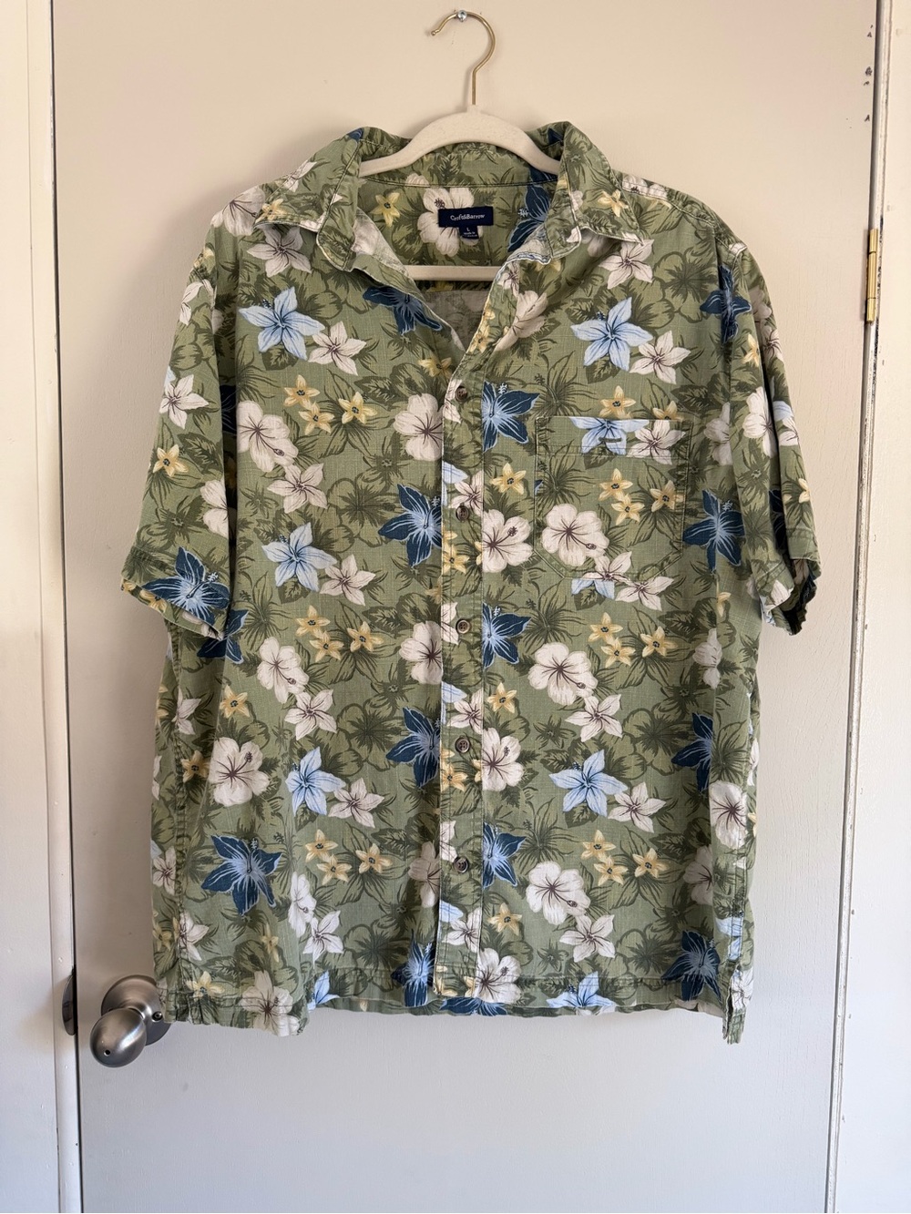 croft & barrow Green Floral Short-Sleeve Button-Down Shirt 100% cotton